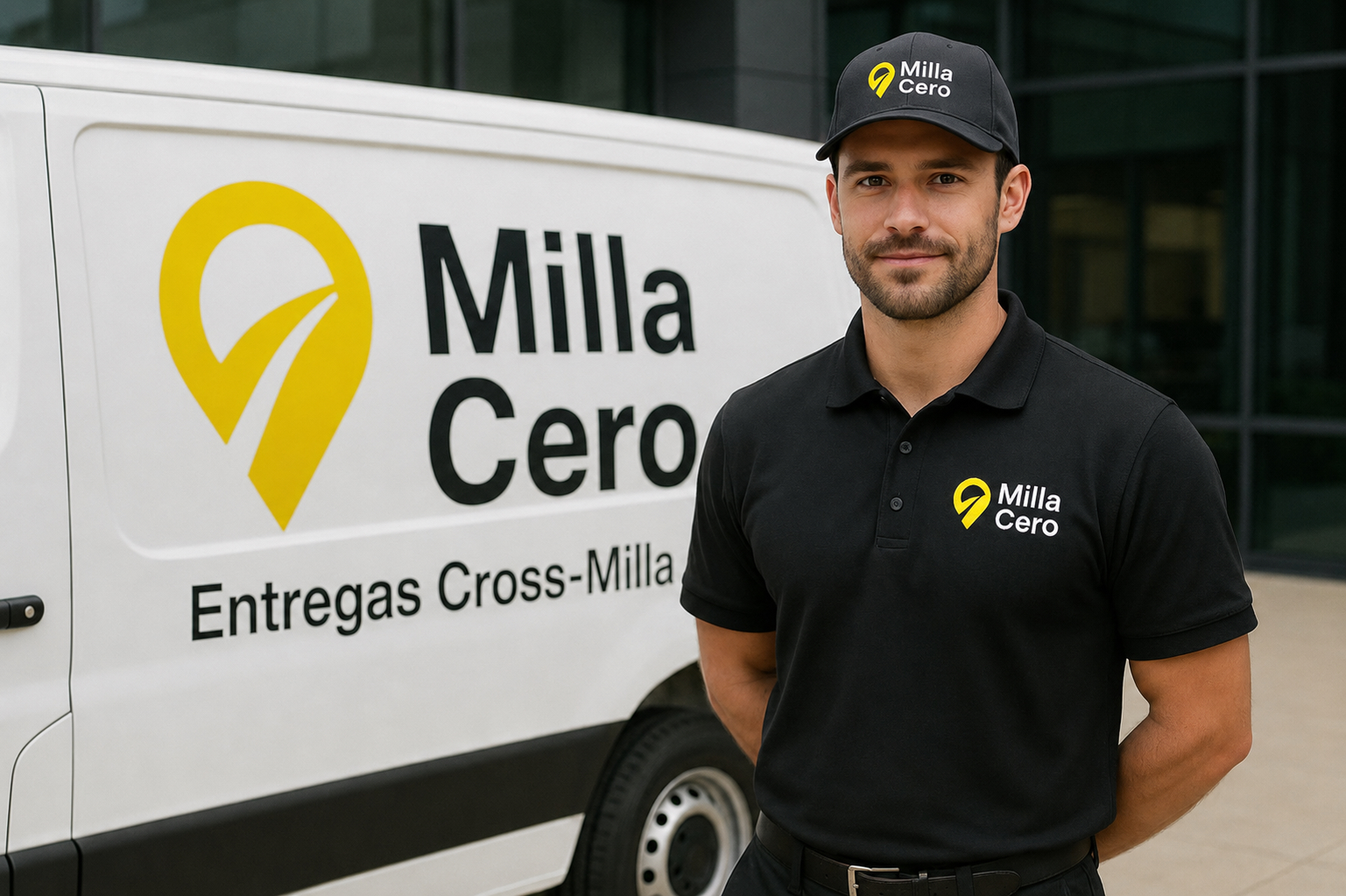 Operador Milla Cero junto a unidad de reparto
